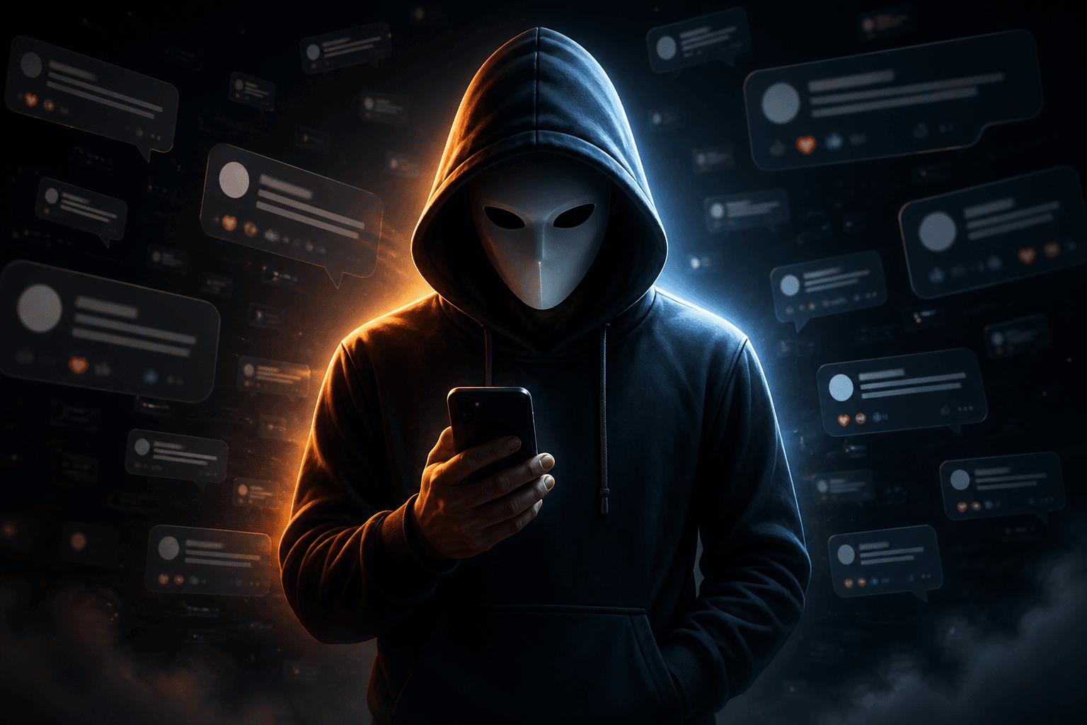 A masked figure representing The Paragraph Guy, the internet comment legend